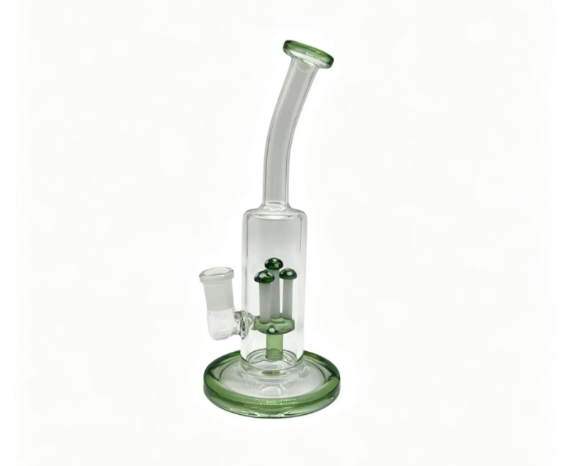 Green accents linear glass interior mushroom decoration, smooth and comfortable smoking