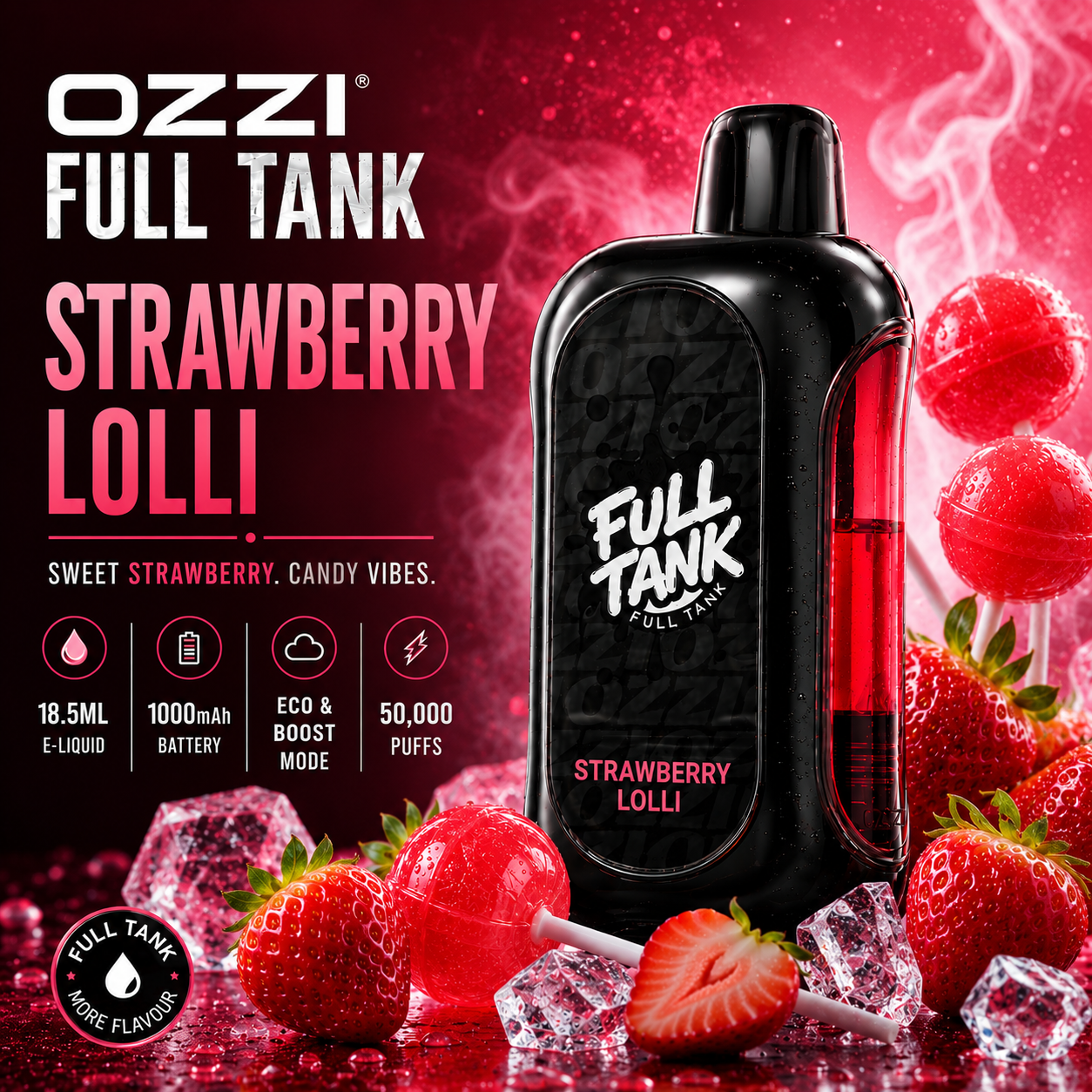 ozzi full tank - strawberry lolli
