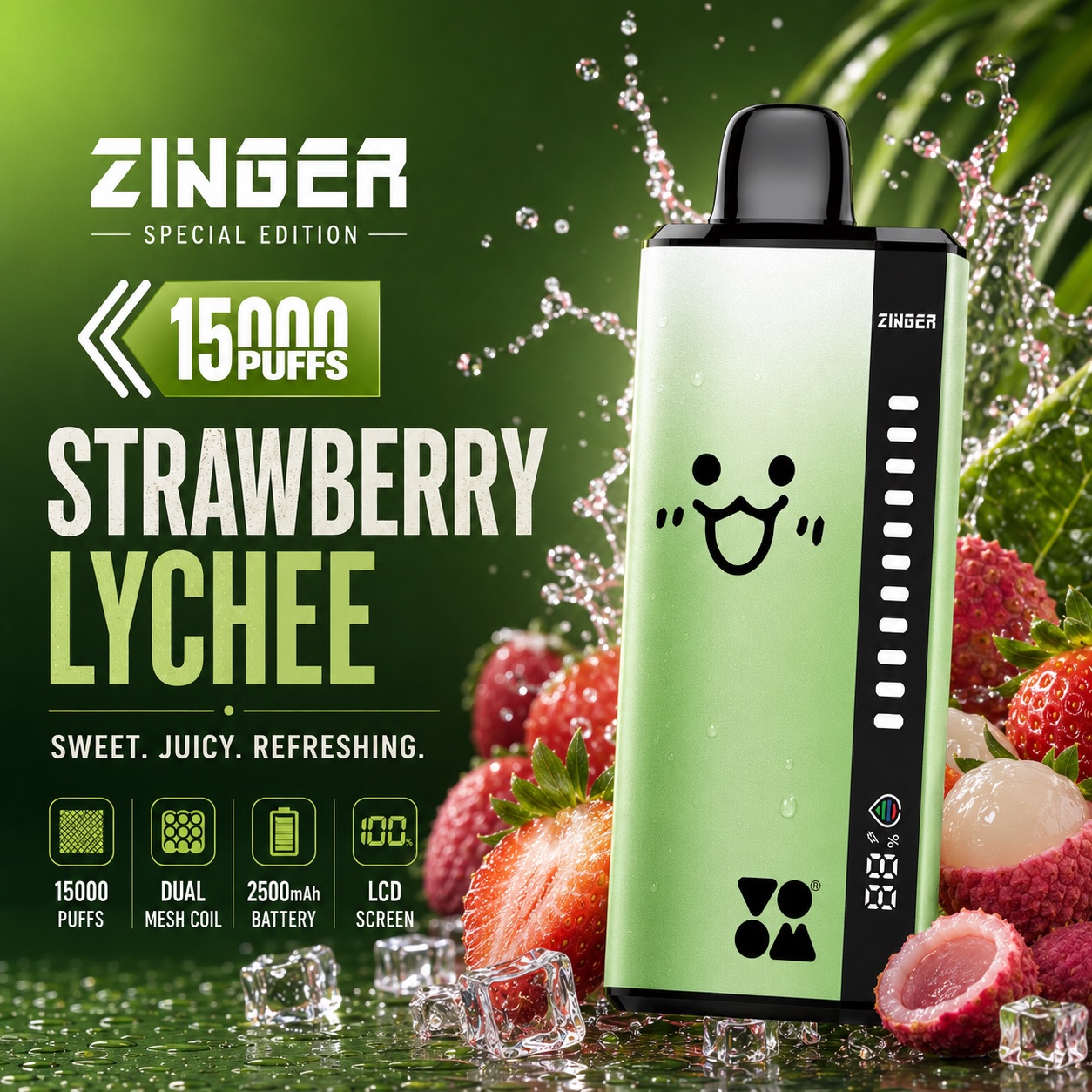 Zinger x Voom 15000 Puff - Strawberry Lychee