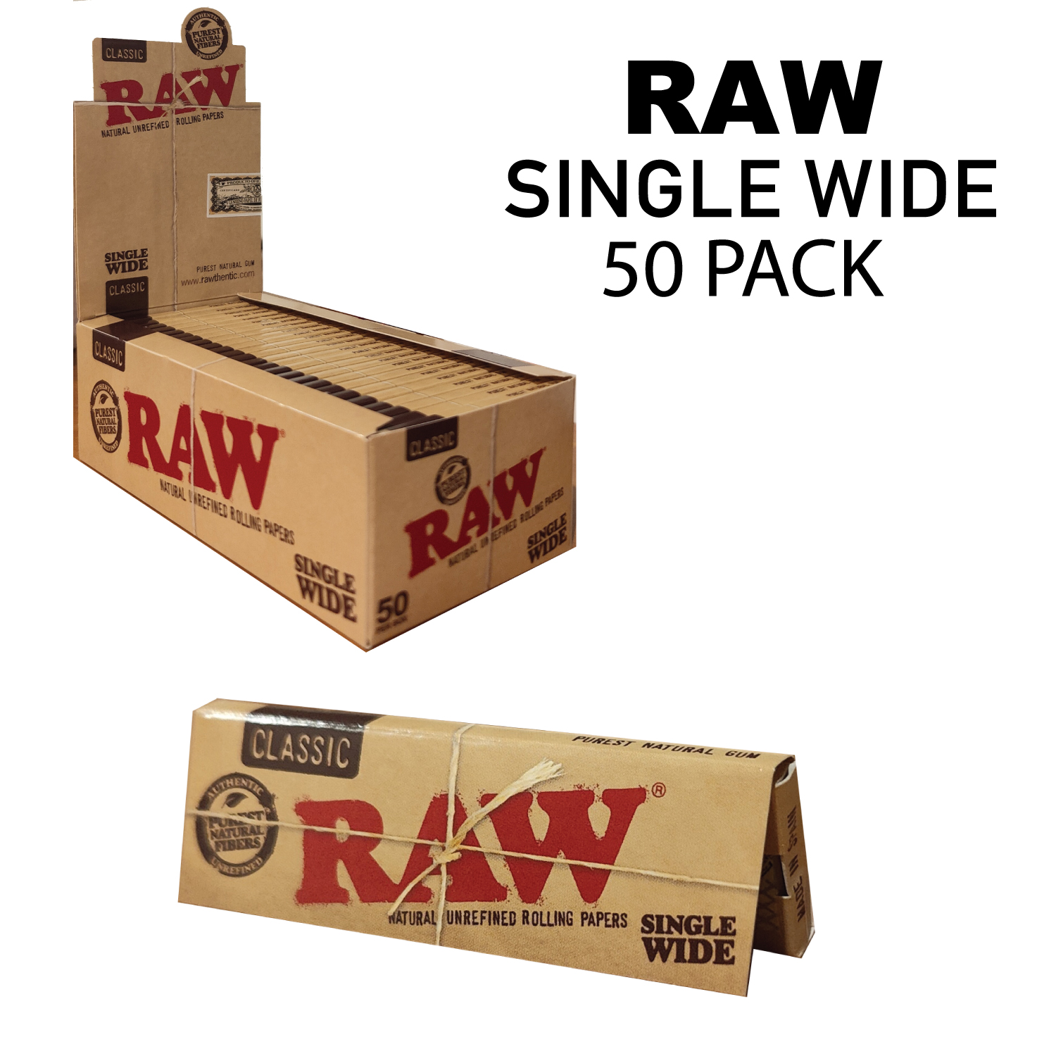 Raw Classic Single Wide Paper x 50 Booklets
