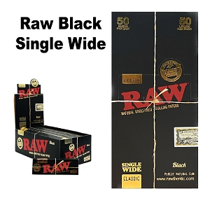 Raw Black Single Wide Paper x 50 Booklets