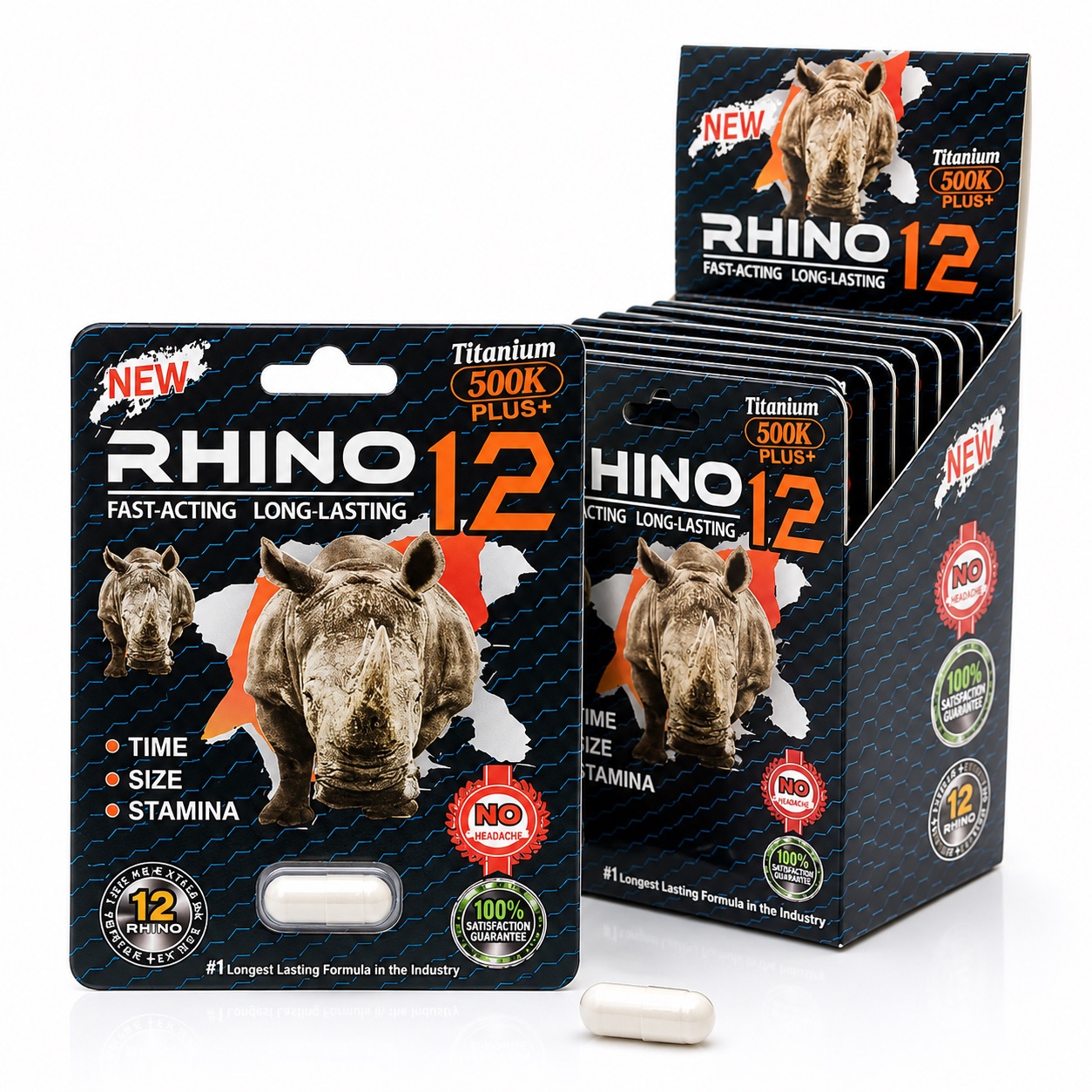 Rhino Titanium 500k Capsules - 1 Capsule