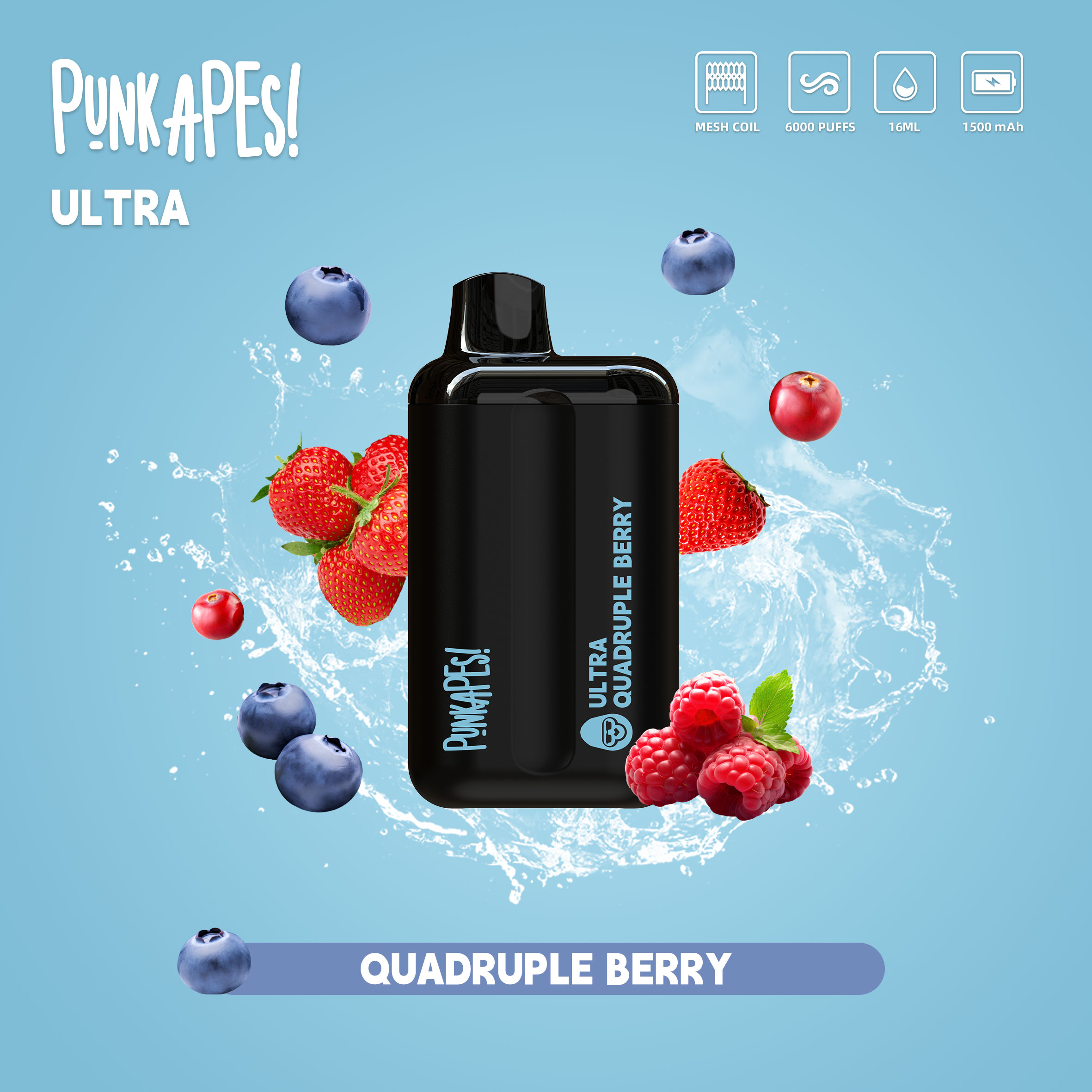 Punkapes Ultra 6K Quadruple Berry - VapeStore AU Catalog