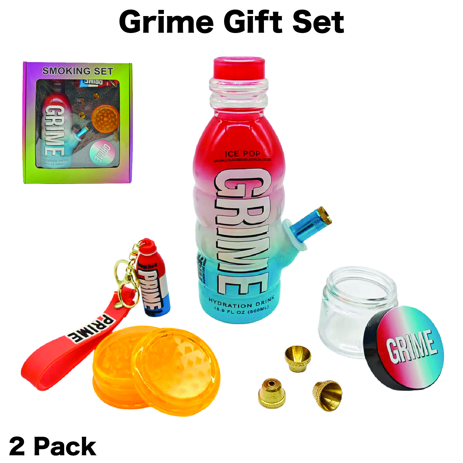 Grime Bong Set - Multi Colour (PBSet-B)