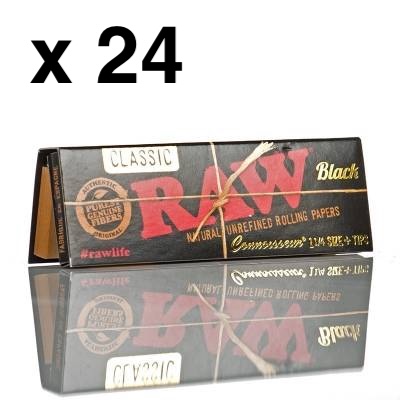 Raw Black 1 1/4 Size Paper + Tips x 24 Booklets