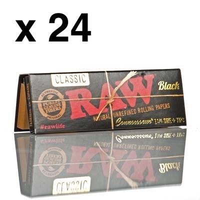 Raw Black 1 1/4 Size Paper + Tips x 24 Booklets