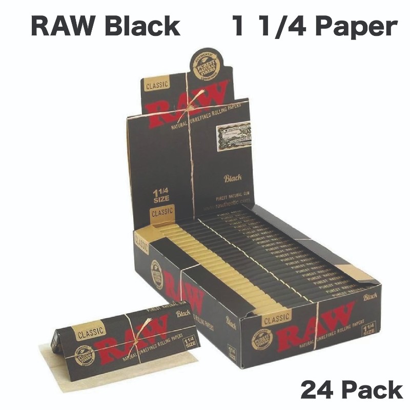 Raw Black 1 1/4 Size Paper + Tips x 24 Booklets thumbnail 2