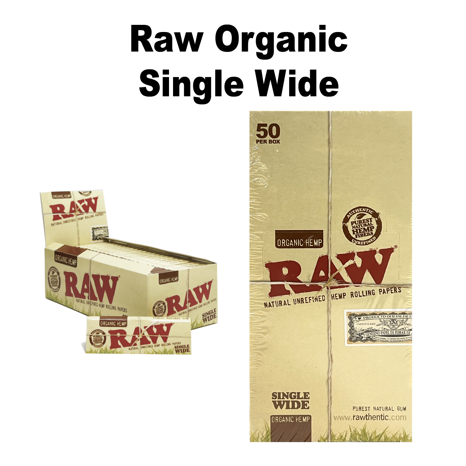 Raw Organic Single Wide Paper x 50 Booklets