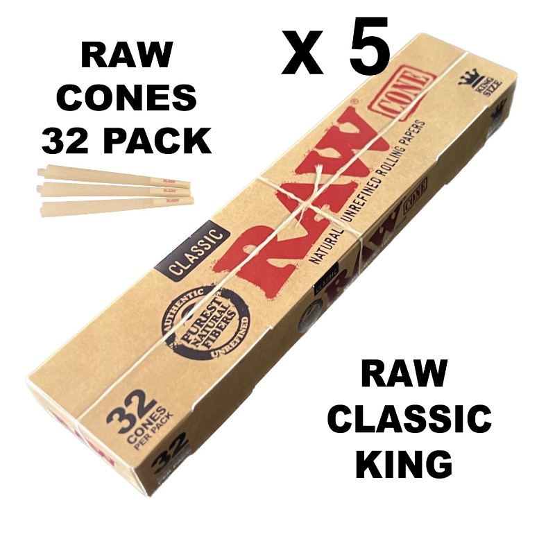 Raw Classic King Size 32 Cones x 5 Packs