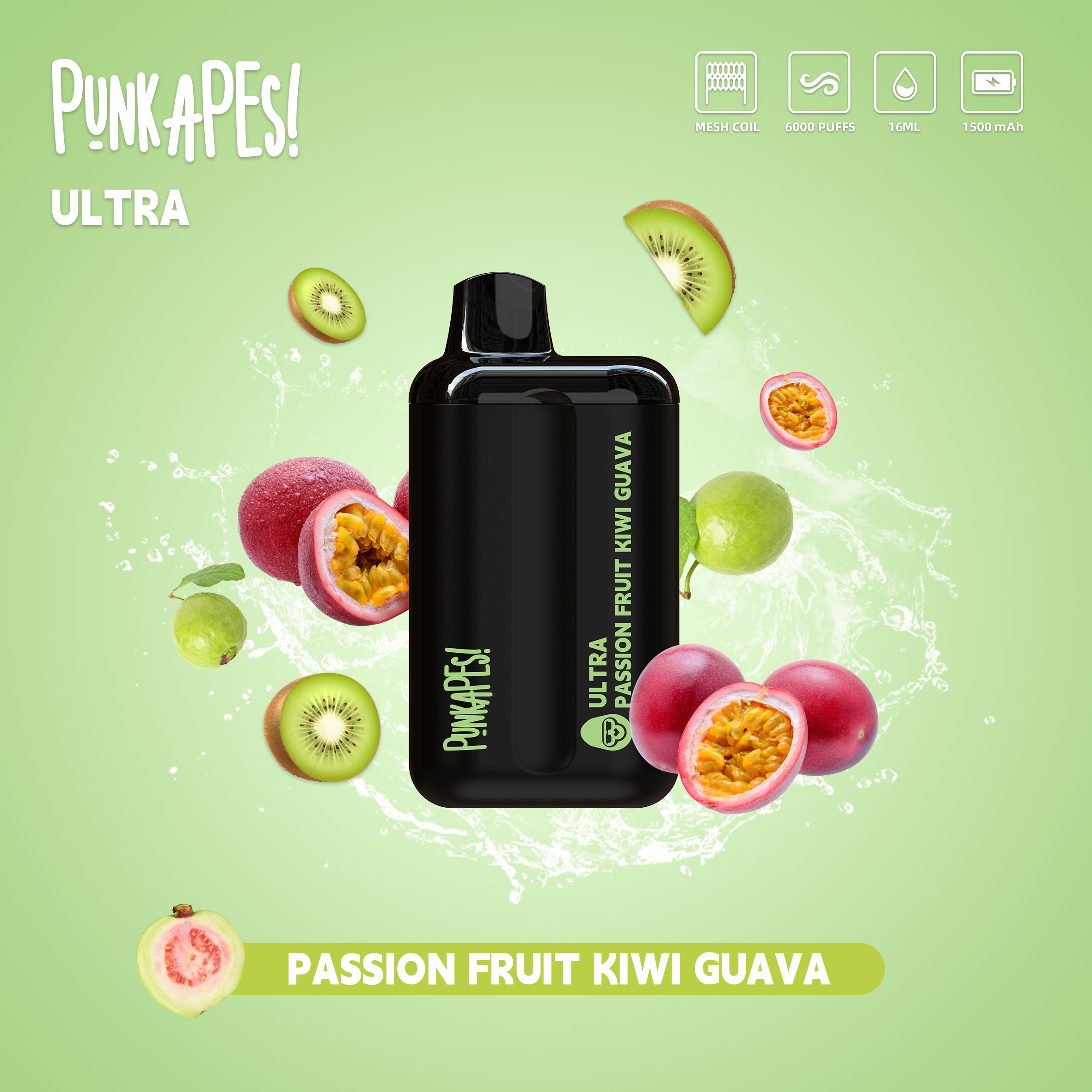 Punkapes Ultra 6K Passion Fruit Kiwi Guava - VapeStore AU Catalog