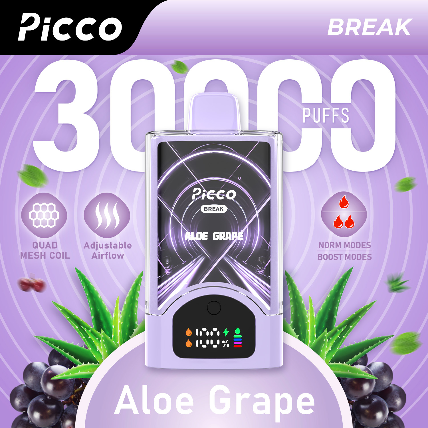 Picco Break Aloe Grape - VapeStore AU Catalog